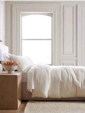 Quince Organic Cotton Gauze Duvet Cover Set Queen NEW In White